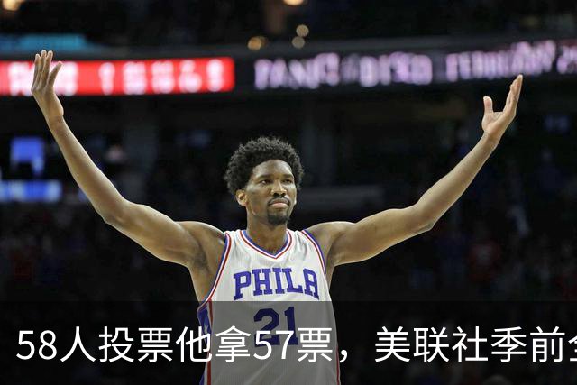 58人投票他拿57票，美联社季前全美一阵出炉